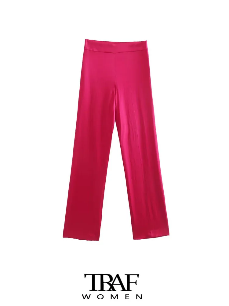 

Брюки женские прямые с завышенной талией и молнией сбоку