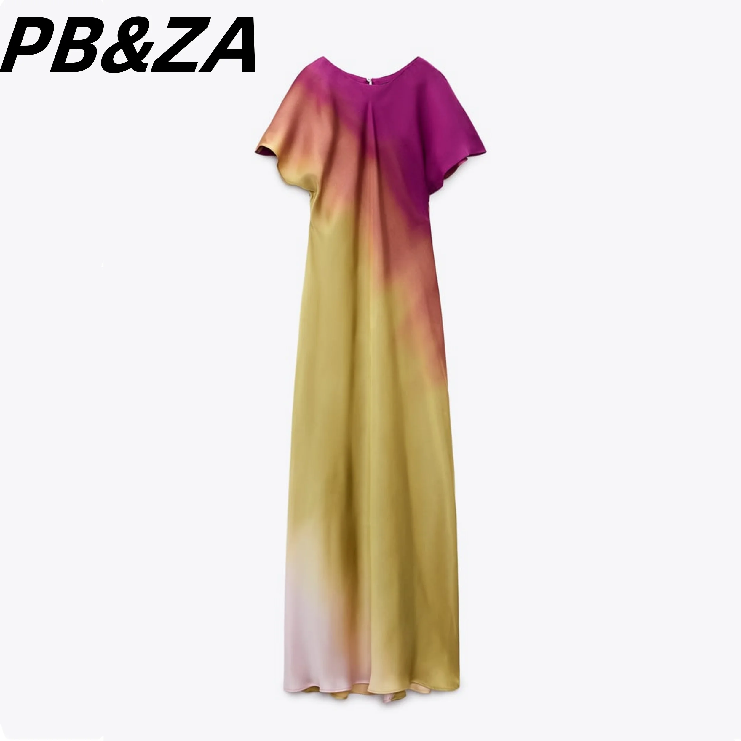 

PB&ZA 2023 Women's Clothing New Round Neck Slim Slim Versatile Tie-Dye Printed Dress Female 2737131