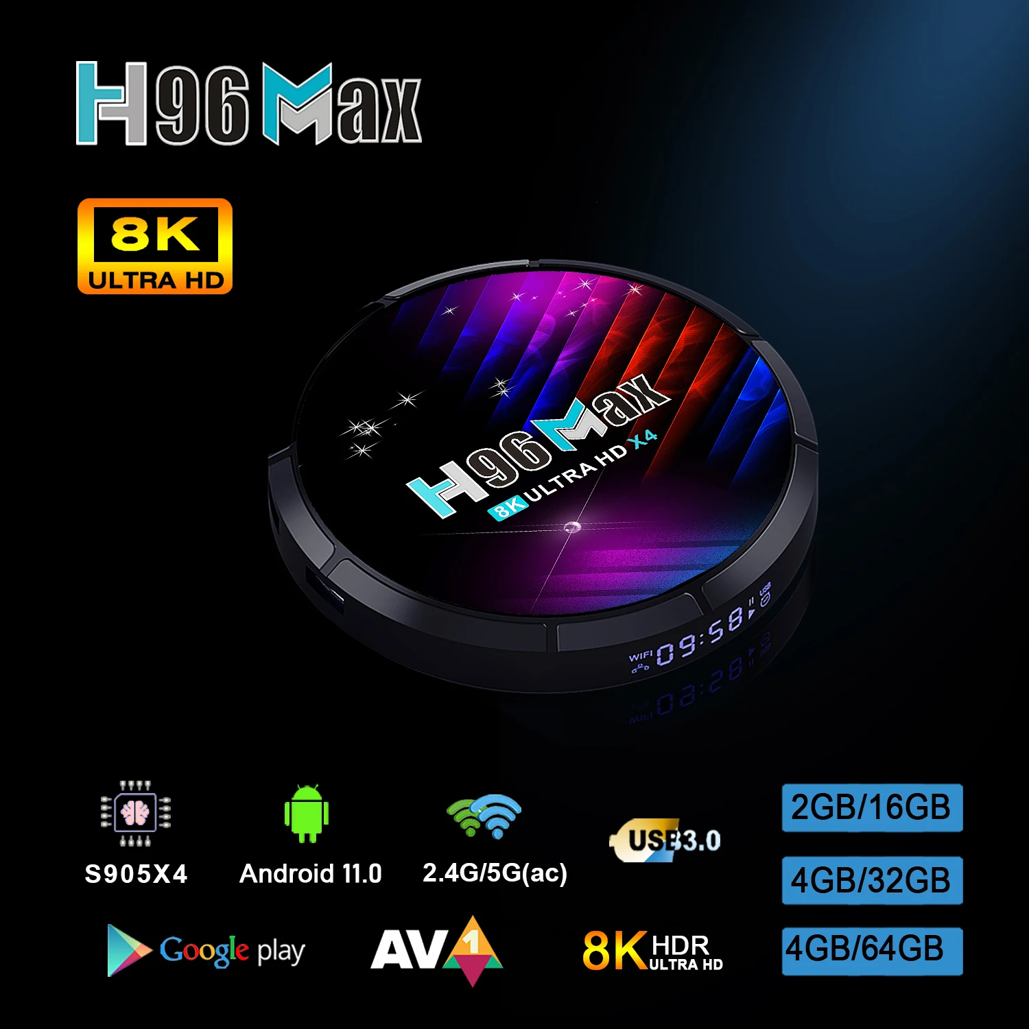 ТВ-приставка H96 MAX X4 Android 11 Amlogic S905X4 4 ГБ 64 4K 1080p 3D видеоплеер 5G Wifi | Электроника