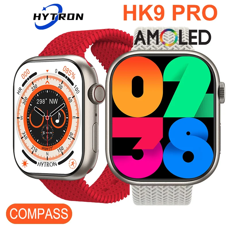 

HYTRON HK9 Pro Smart Watch Series 8 2.02inch AMOLED Compass Connected Blood Pressure Monitor IWO Smartwatch for Men Women 2023