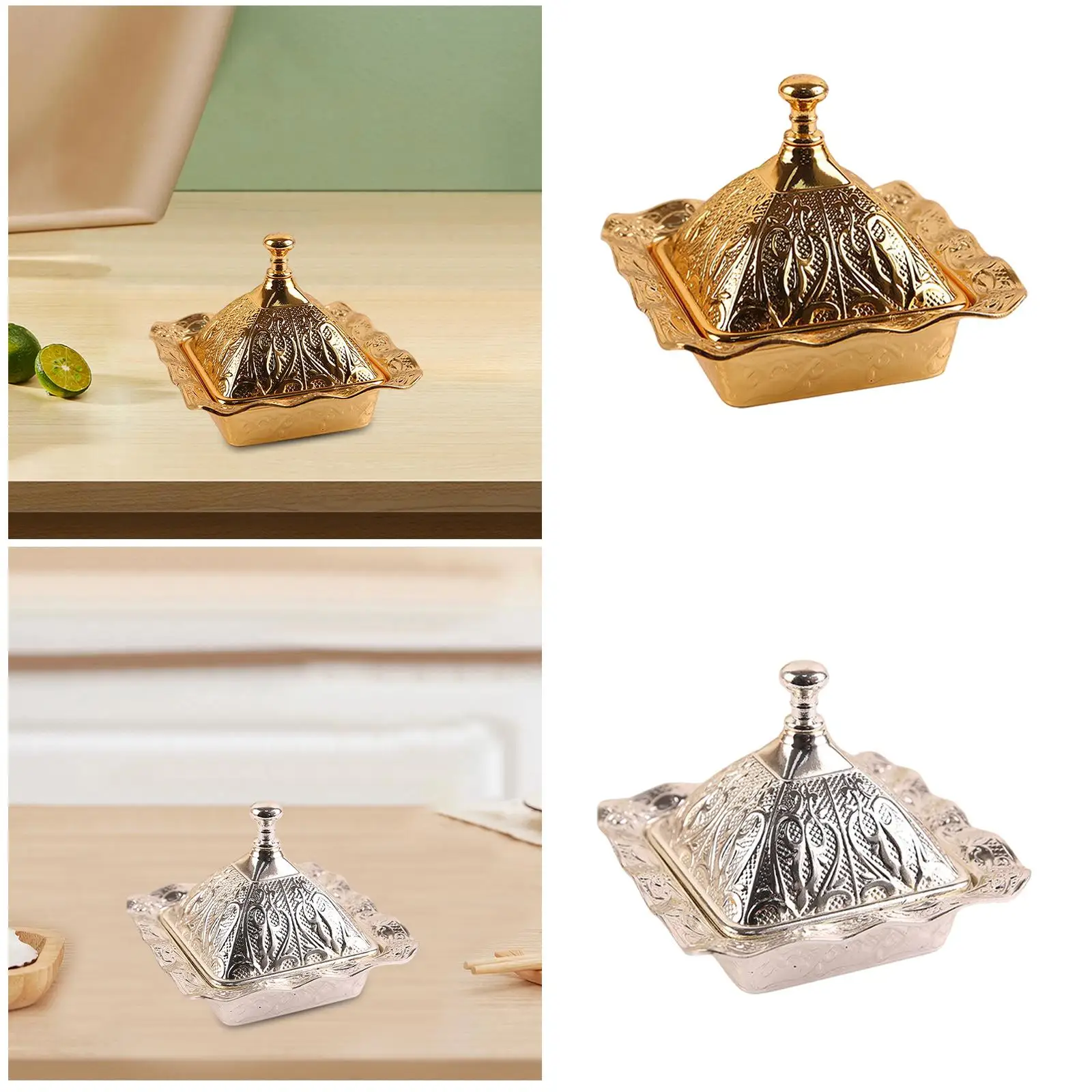 Декоративная миска для конфет с крышкой сервировочное блюдо из сплава банка