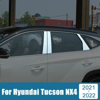 for hyundai tucson nx4 2021 2022 car window pillar posts cover column trims protection strip anti scratch stickers accessories