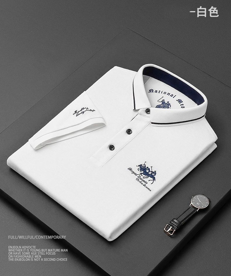Brand Embroidered Cotton Polo Shirt Men's High-end Luxury Top 2023 Summer Casual Lapel Short Sleeve T-shirt Korean Fashion Men's