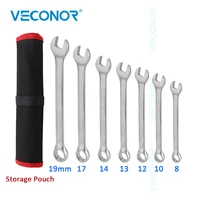 veconor 7pcs combo wrench keys set universal spanner tools dull polished fixed head with storage pouch for car repairing