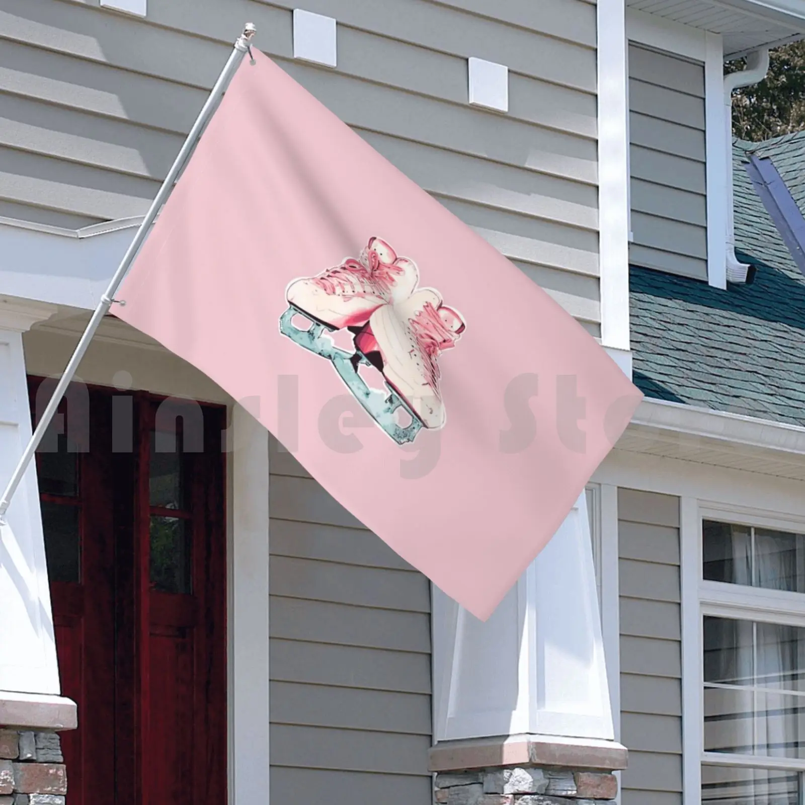 Розовые пастельные коньки для льда уличный декор флаг автомобиля Ретро