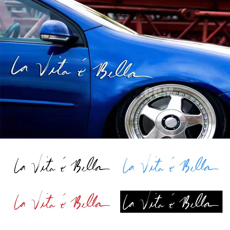 

22cm Car Stickers Decals La Vita Bella Letters Vinyls Decals Fashion Creative Car Full Body Head Styling Stickers Accessories