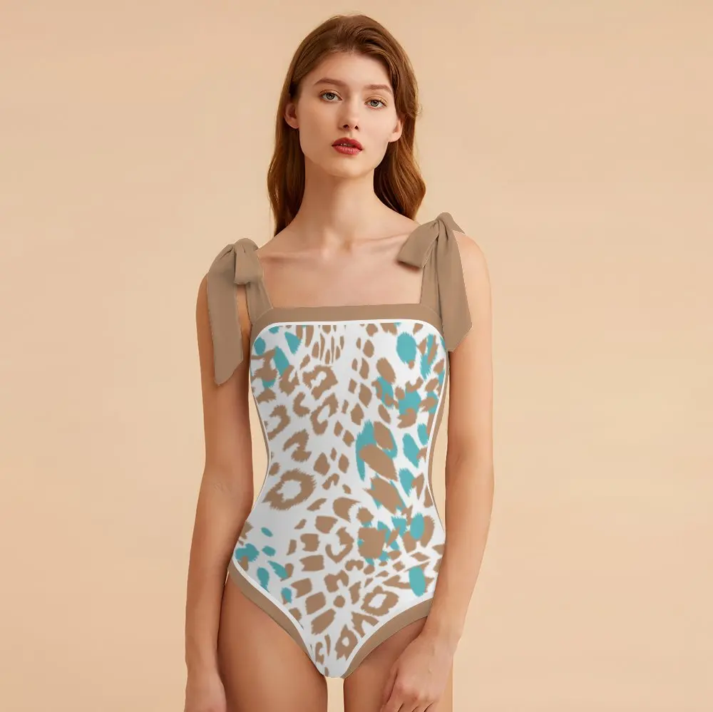 

Купальные костюмы в стиле ретро с цветочным принтом для женщин, монокини с бантом на бретельках, купальник с контролем живота, купальники с квадратным вырезом, прикрытие