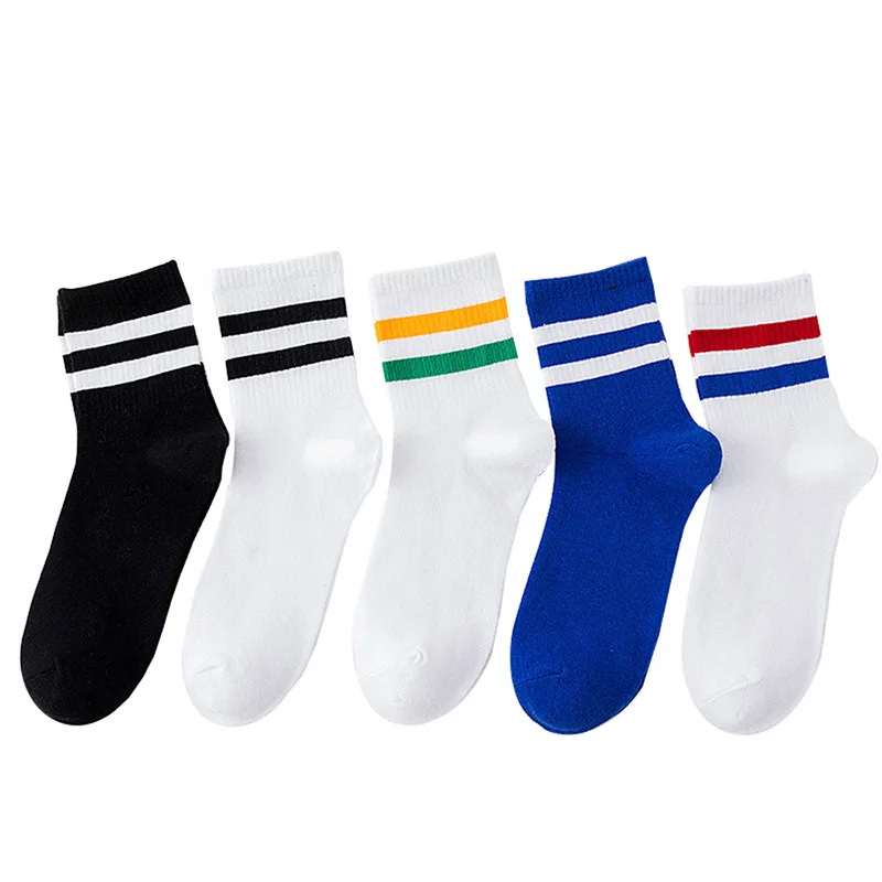 

Spring Casual Socks New Retro Harajuku Style Mid-thigh Cotton Women's Socks Fall and Winter Two Bars Women's Sports Socks