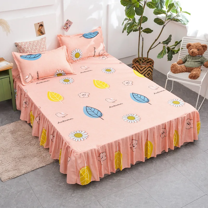 Fashion Bed Covers 1.5CM 1.8CM Non-Slip Bed Spreads Bed Skirt Sheet Single Bed Dust Ruffle Flower Pattern Cover Sheets