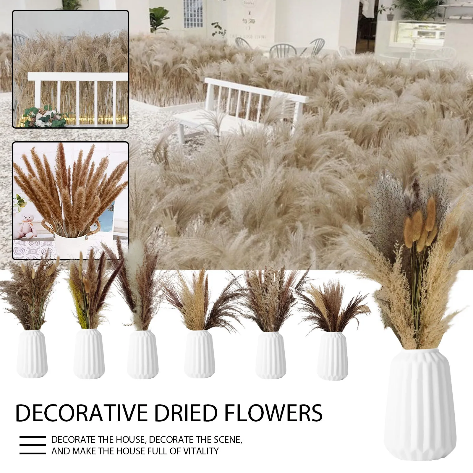 

Pampas Grass 60 Cm Natural Dried Flower Decorative Dried Flowers Artificia For Wedding Party Decoration Fake Flowers Home Dcor