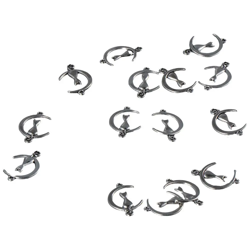 

alloy Cat Charms Moon Charms silver Alloy Celestial Pendant Celestial Cat in The Moon Jewelry accessories
