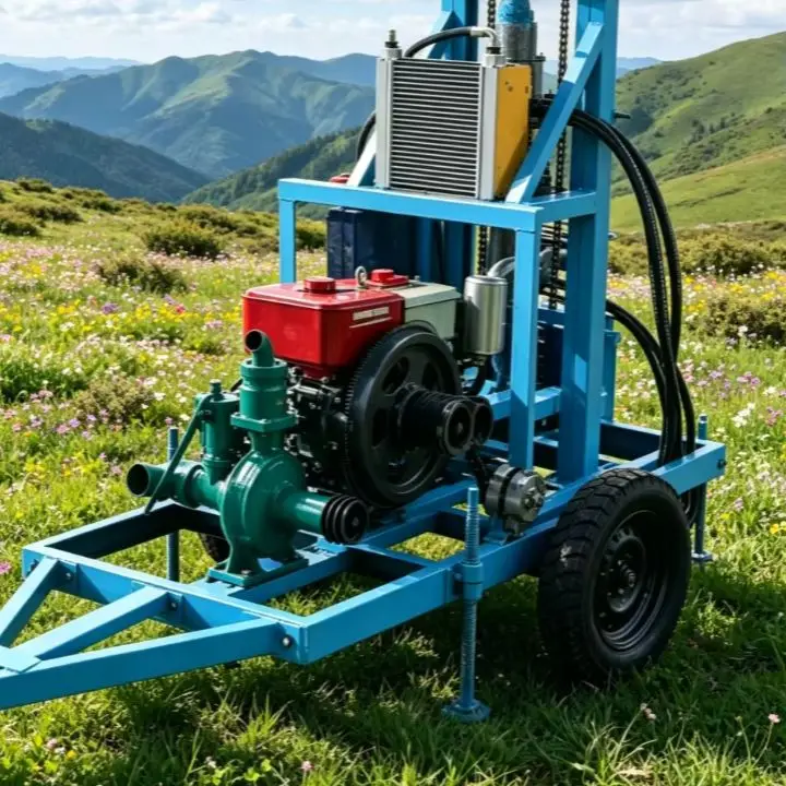 Фото Буровая установка для скважин на воду Customized Farm & Home 200м, на колесах, с высокой мобильностью, дизельная гидравлическая, 22-35 л.с. №4