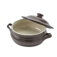ceramic sopeira with lid capacity of 3 liters brown