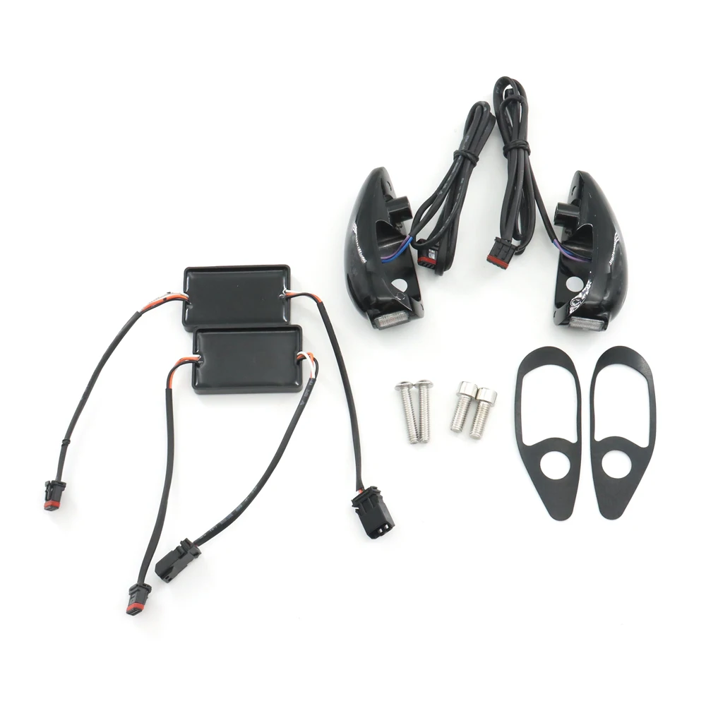 

Новые аксессуары для мотоциклов глянцевые черные светодиодные передние поворотные сигналы хром для Harley CVO Road Glide Ultra Special Limited Custom