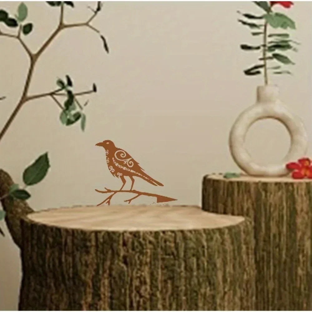 Цельный очаровательный металлический птичий садовый рисунок - Ворон Одина Мюннн