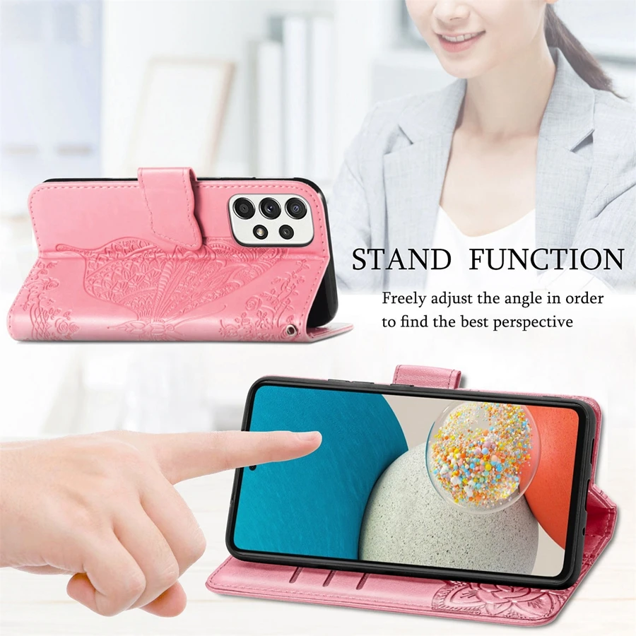 Wallet Butterfly Flower Leather Case For Samsung Galaxy A03 A04s A12 A13 A23 A33 A51 A52 A53 A71 A72 A73 S22 Ultra S21 S20 FE