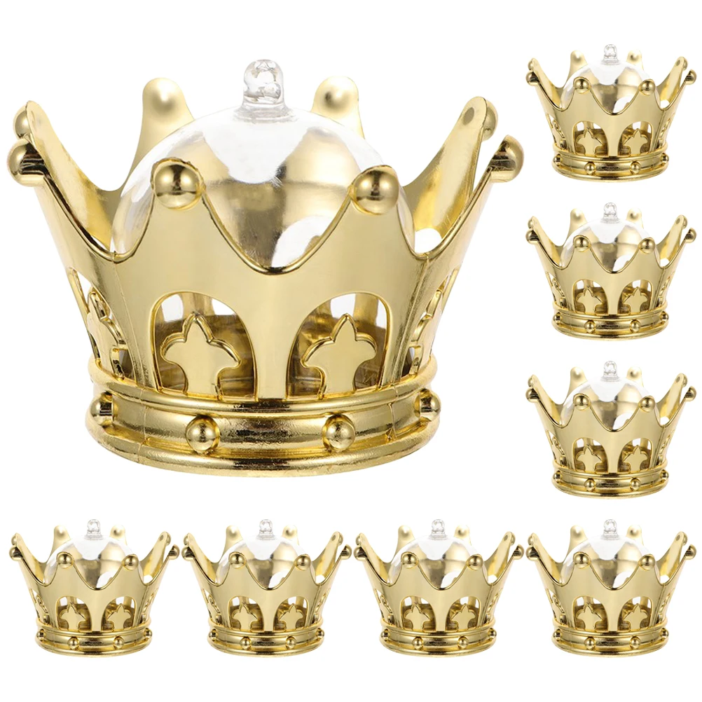 

8pcs Fillable Crown Dome Candy Boxes Party Favors Candy Storage Boxes Hollow Out Electroplating Crown Shaped Party Candy Box