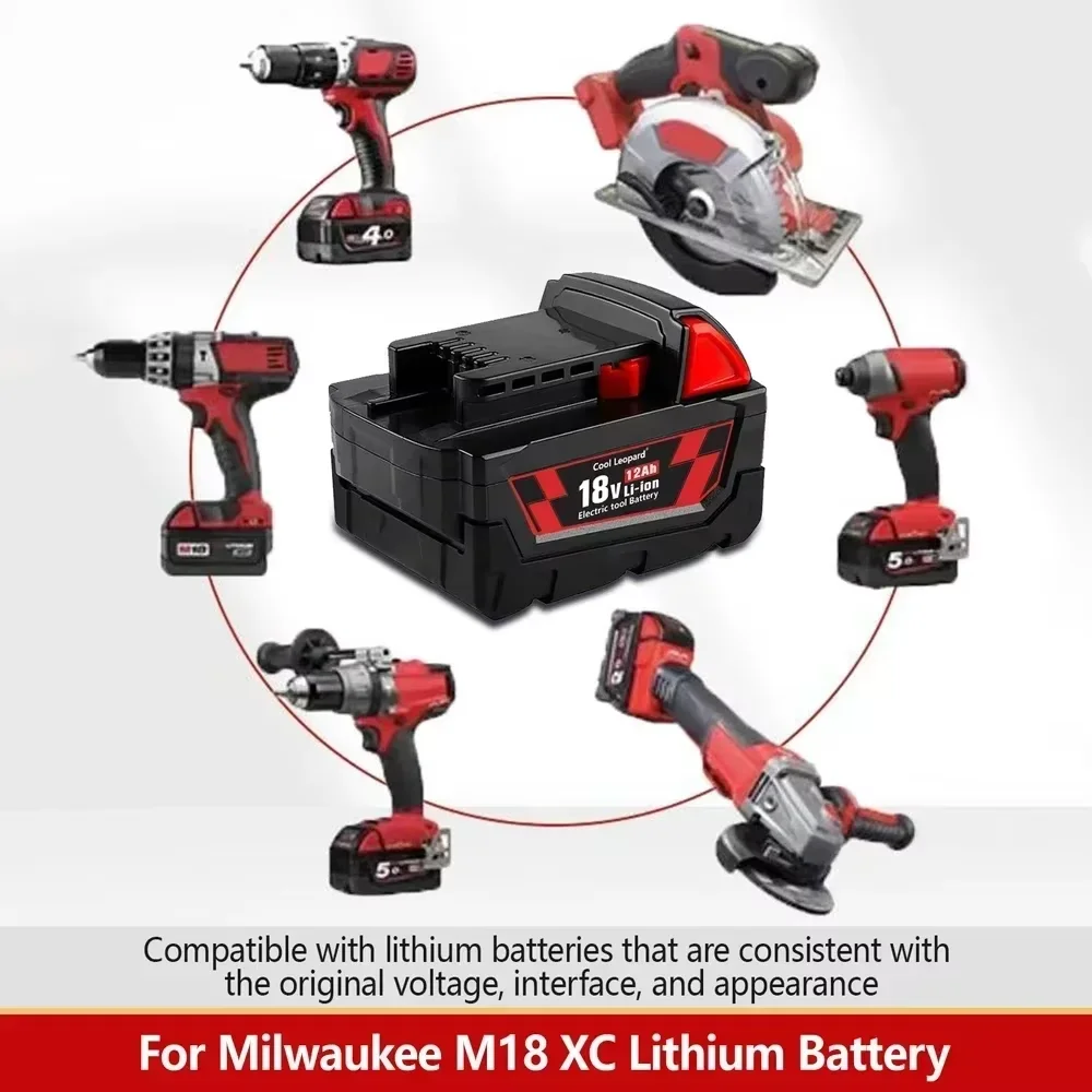 Фото Сменная литиевая батарея для Milwaukee M18, 18 В, 6,0 Ач, для Milwaukee M18 XC, аккумуляторы для электроинструментов 48-11-1860 48-11-1850 №5