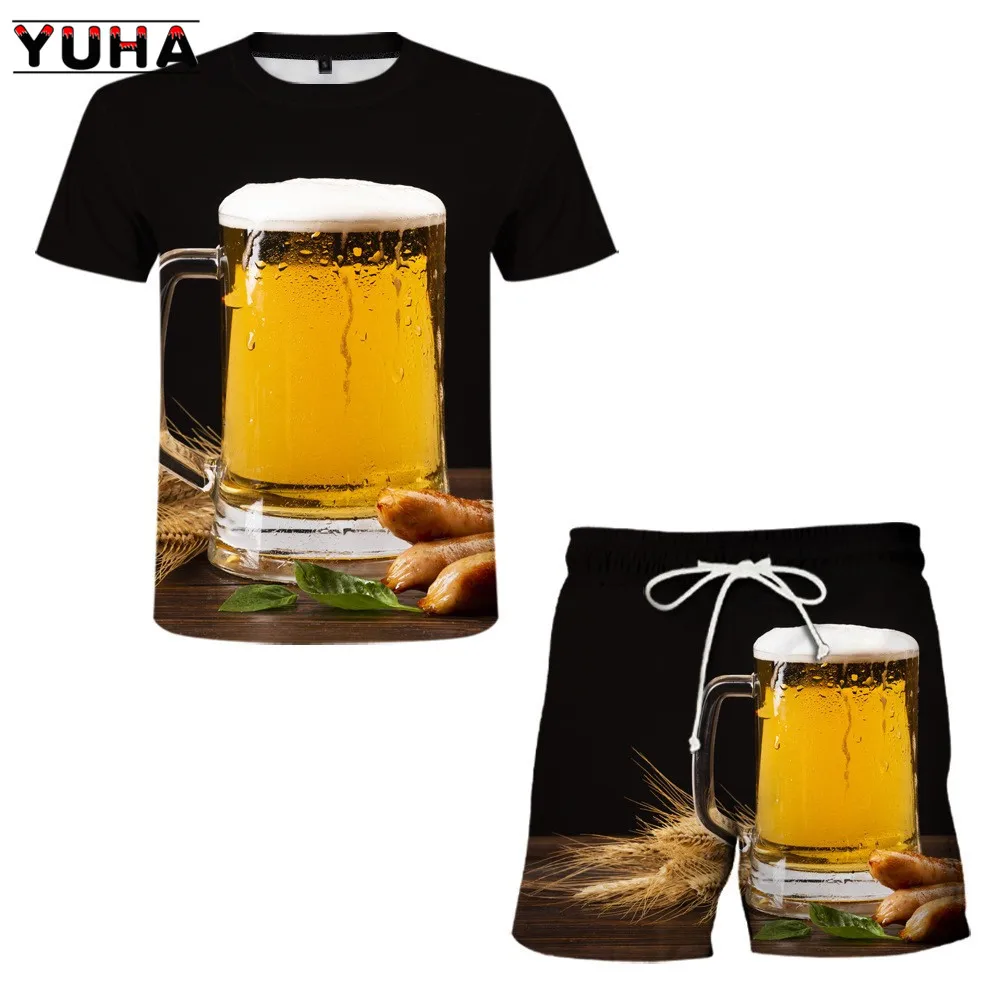 Костюм YUHA мужской повседневный гавайская рубашка с круглым вырезом и шорты в