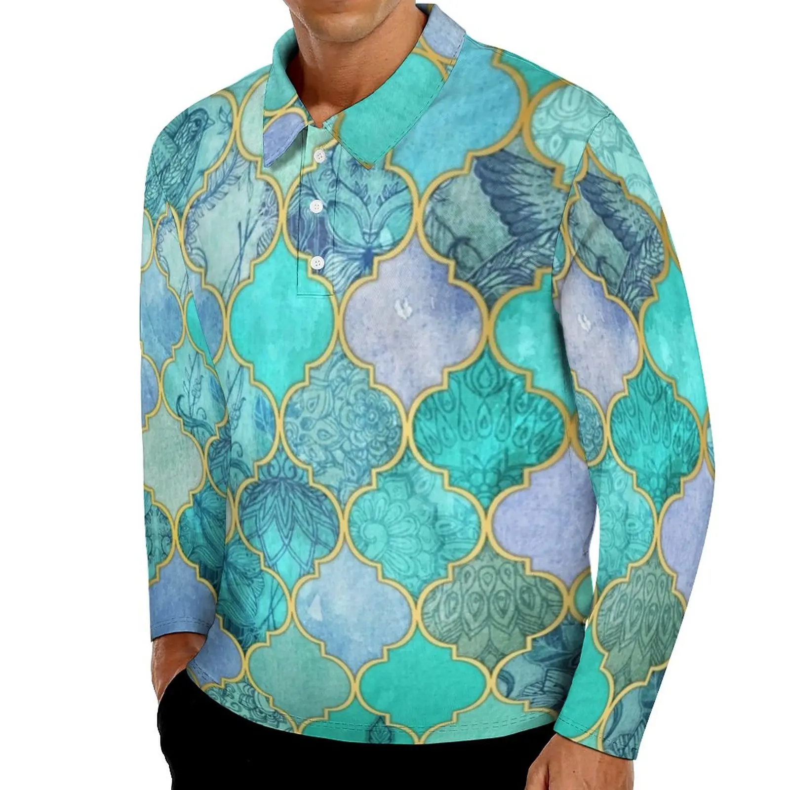 

Рубашка-поло мужская с длинным рукавом и отложным воротником, размеры до 5XL