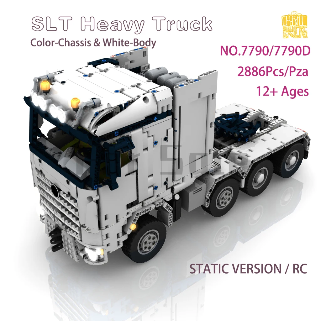 Moc SLT Heavy Truck Color-Chassis & White-Body Fit NO.10554 With PDF Drawings Building Blocks Bricks Birthday Christmas Gifts