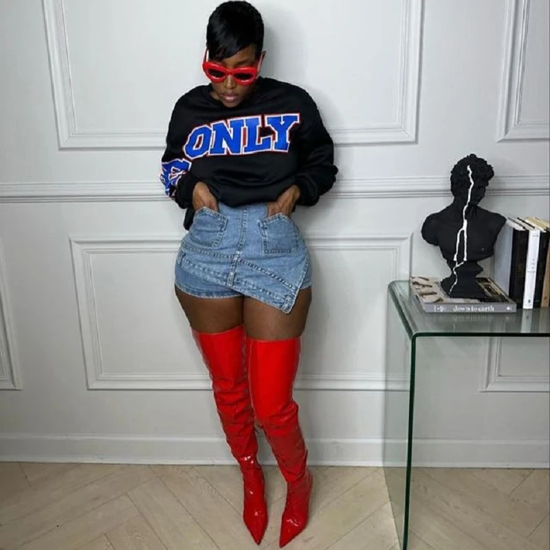 Women Fashion Stretch Denim Mini Skirt Pocket Front Asymmetrical 2023 Streetwear INS Vintage Short Y2k Jeans