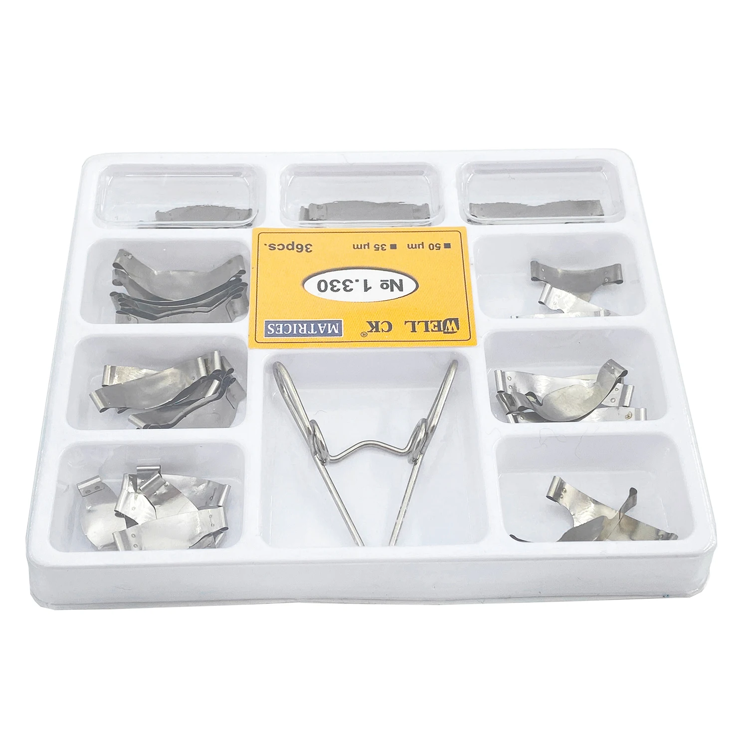 WellCK Dental Matrix with Springclip No.1.330 Sectional Contoured Metal Matrices Full kit for Teeth Replacement Dentsit Tools images - 6