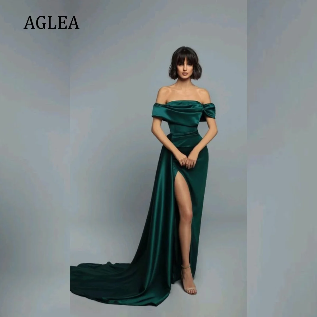 

Женские вечерние платья AGLEA, элегантные строгие платья со шлейфом и открытыми плечами для выпускного вечера