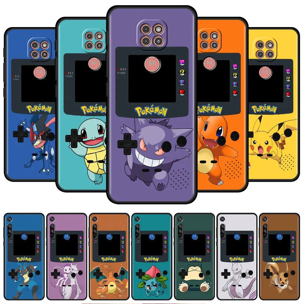 

Black Soft Case for Motorola Moto G200 G30 G60 G22 G51 G9 Play G8 Power One Fusion Plus Phone Cover Pokemon Gengar Pikachu