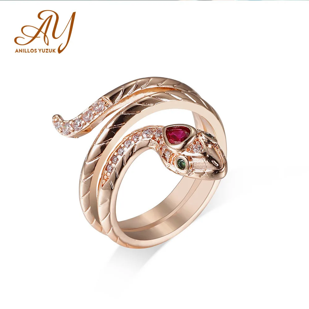

Anillos Yuzuk Trendy Punk Style Snake Ring For Men Vintage Exaggerated Animal Shape Inlaid Zircon Gemstone Jewelry Ring Female