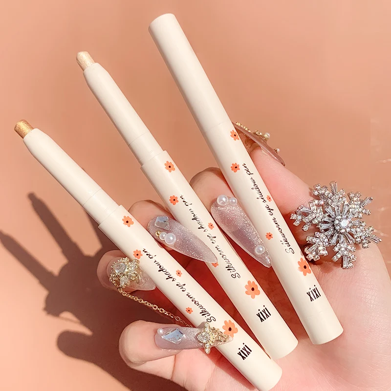 Блестящие тени для век из шелкопряда подводка карандаш Осветляющий хайлайтер