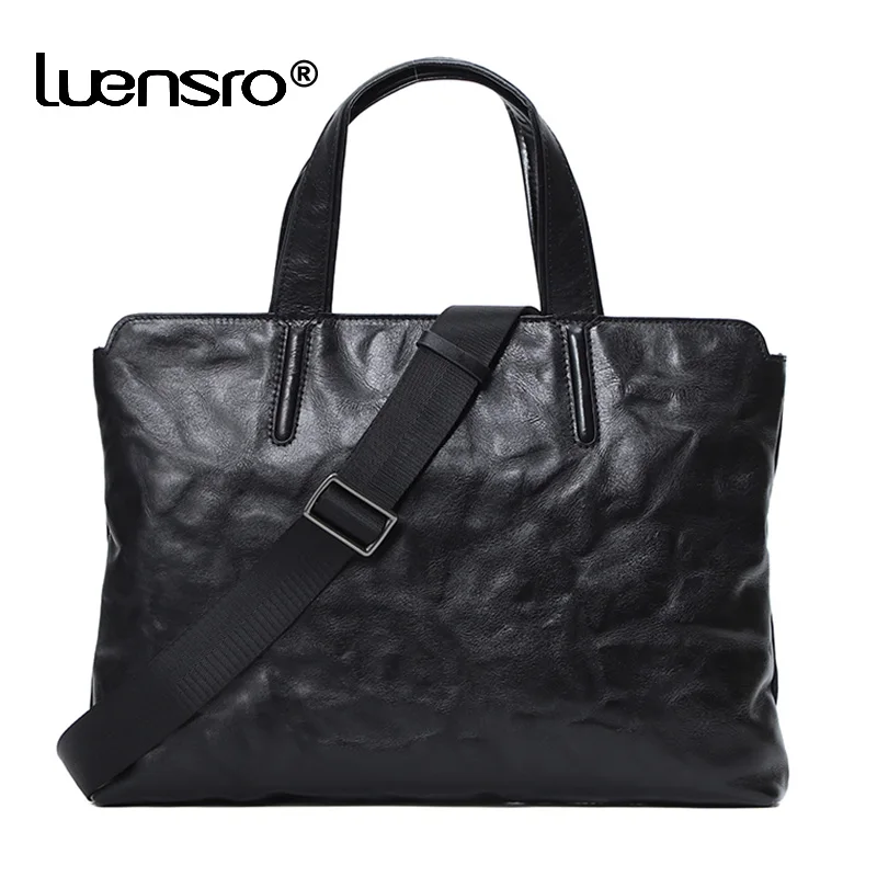 

Thin / Light Briefcase for Men Laptop Bag Genuine Leather Handbag Male Shoulder/Crossbody Bag Documents Briefcase Handbags Men