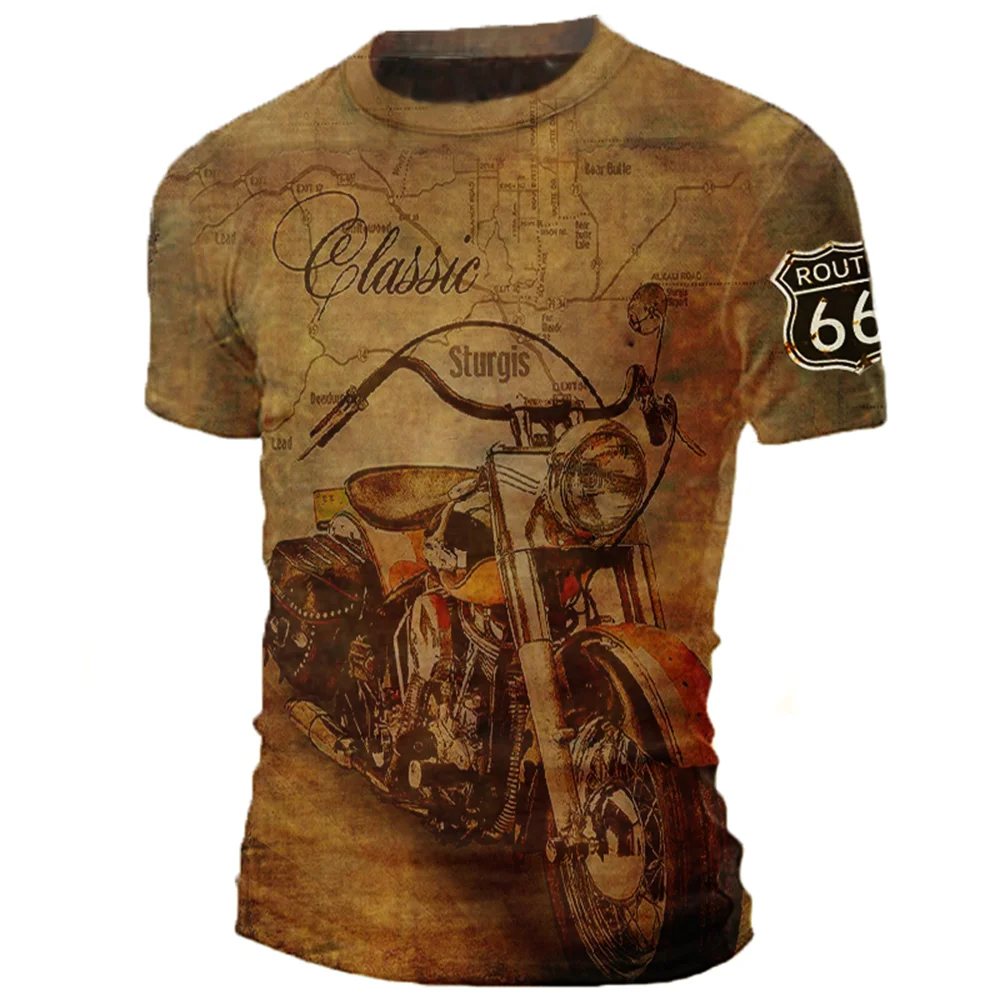 

Motorcycle T-Shirt Men 3D Eagle Graphic Short Sleeve Vintage Streetwear Ride Biker T Shirt For Men Clothing Oversized Tees Tops