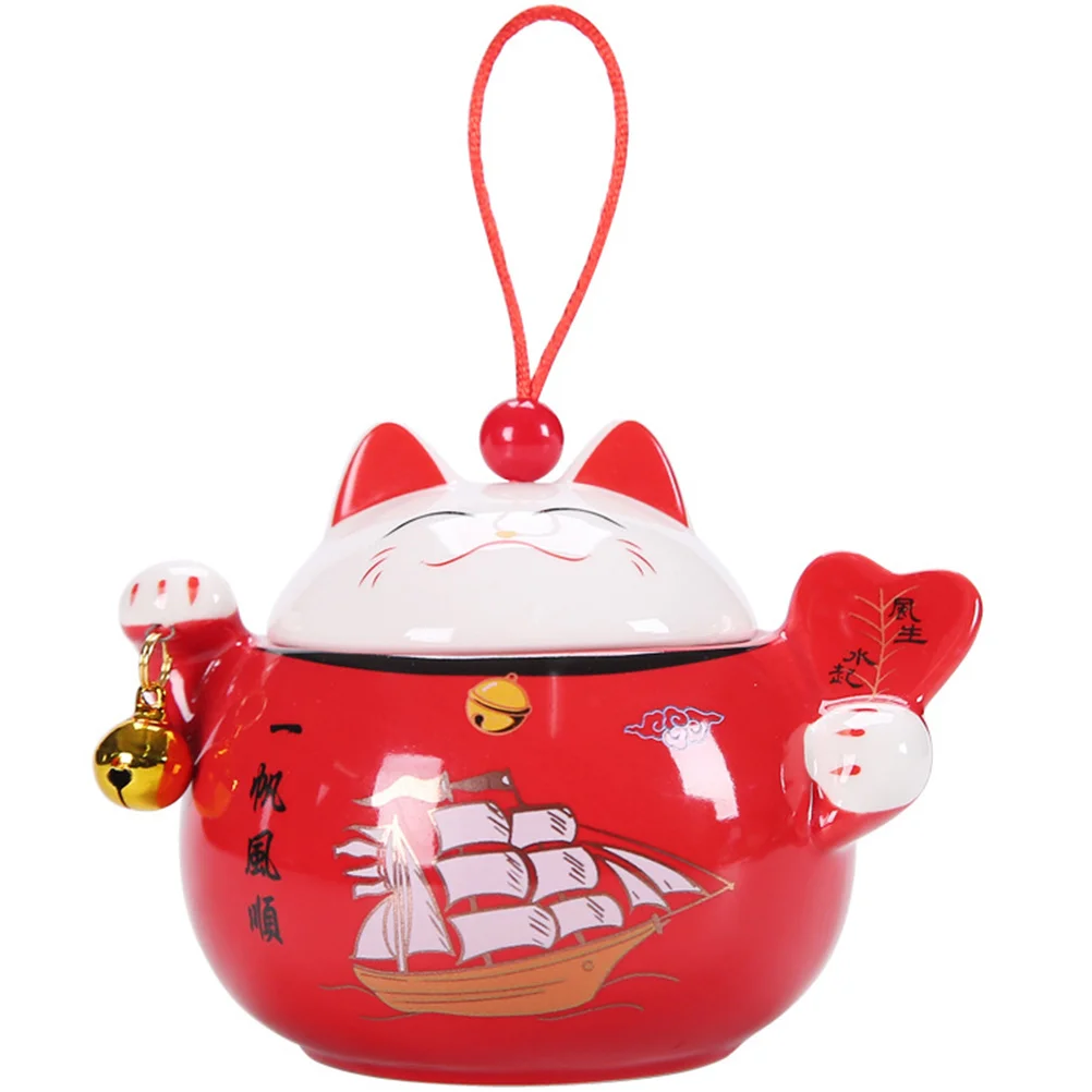 

Jar Tea Storage Canister Container Cat Candy Ceramic Fortunesugar Kitchen Sealed Lucky Canisters Containers Pantry Animal