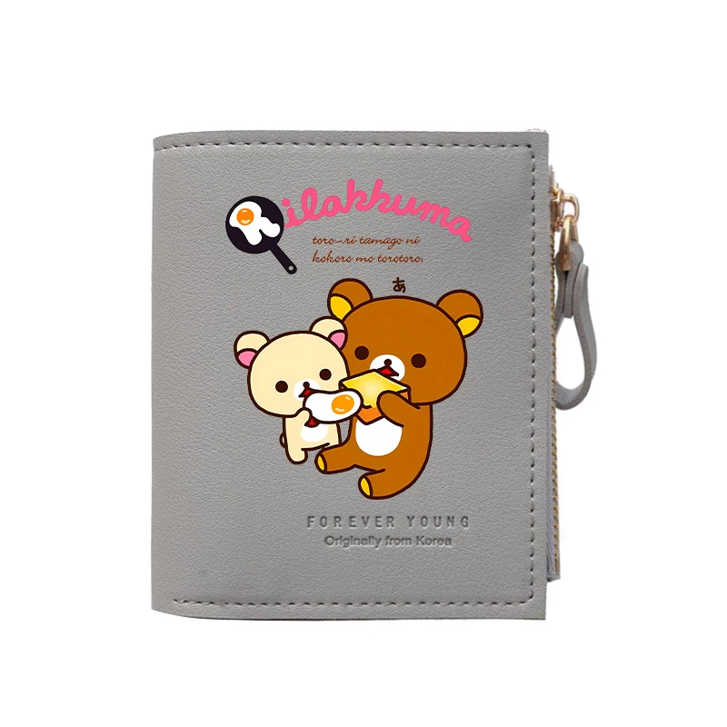Фото Компактный кошелек для монет Rilakkuma с мультяшным принтом, портативный многофункциональный держатель для карт Kawaii, мультяшный зажим для денег большой вместимости №4