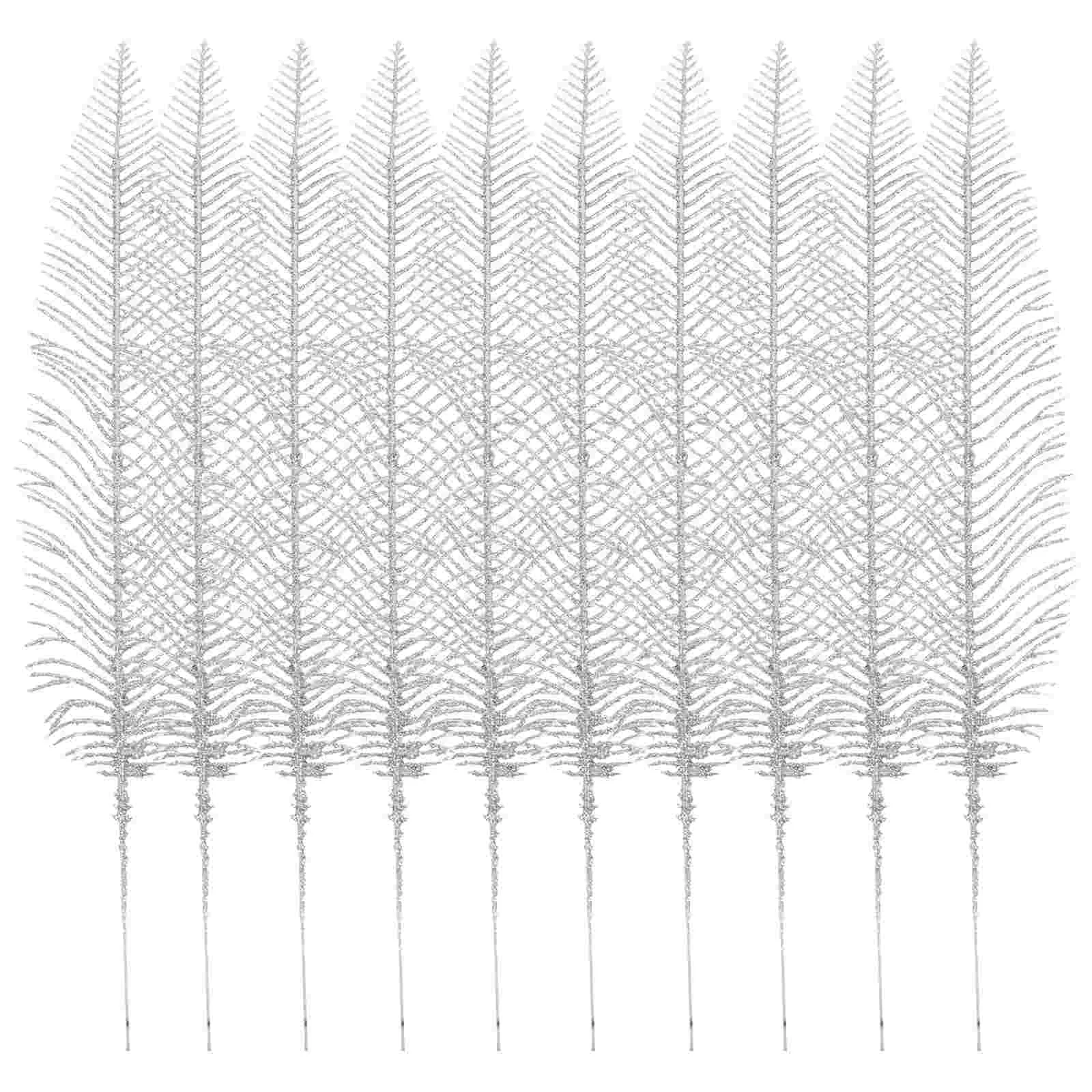 

10 Pcs House Decorations Home Gold Powder Blade Christmas Tree Picks Glitter Artificial Leaves Household Wreath Fake