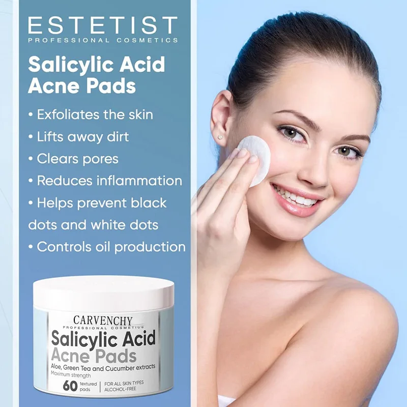 Salicylic Acid Acne Pads for Face Body Exfoliates Surface Skin Reduces Fine Lines and Wrinkles Acne Removal Peel Pads Skin Care