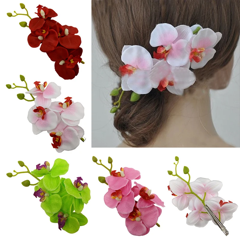 

Butterfly Orchid Flower Hair Clip Boho Hairpins Headwear Bridal Bang Clip Side Clips Hawaii Headpieces Wedding Hair Accessories