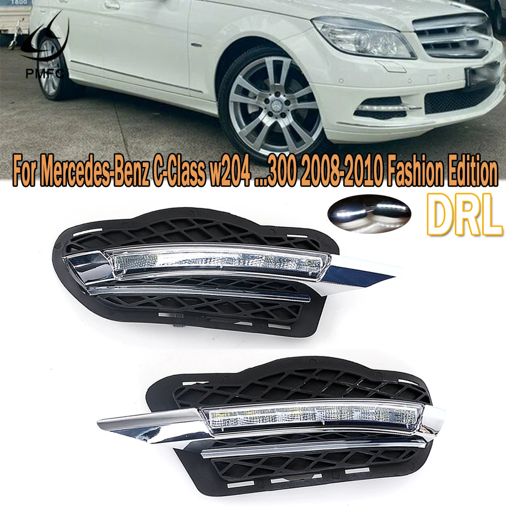 For Car LED Daytime Running Light DRL Fog Lamp Cover Fit For Benz C-Class w204 180 200 250 260 300 2008-2010 Fashion Edition