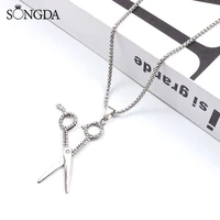new fashion scissors pendant necklace silver colour stainless steel chain neckalces punk trendy barber jewelry accessories gifts