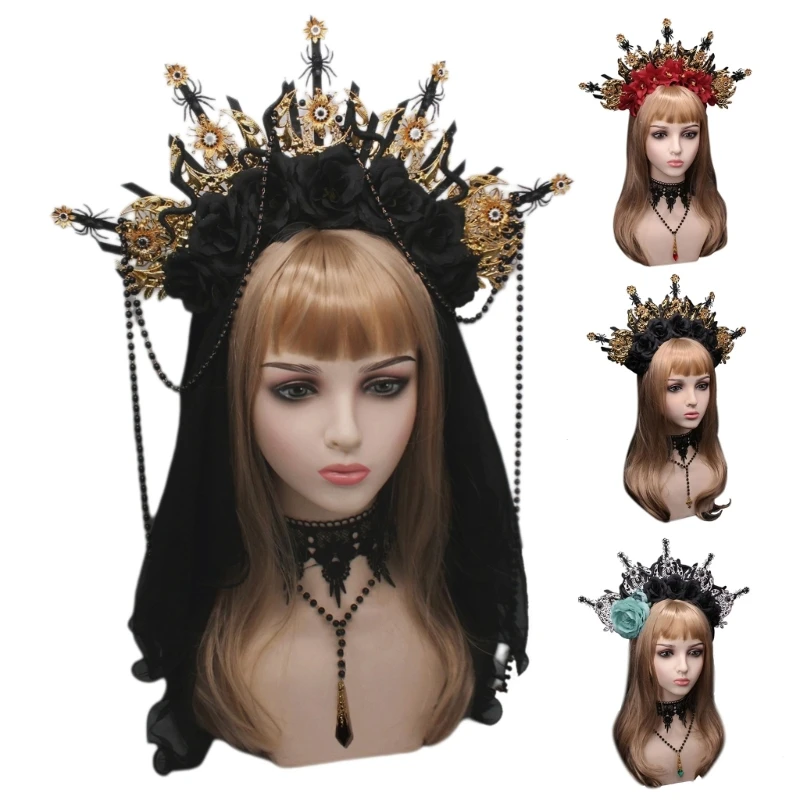 

Gothic Spiked Tiaras Hair Hoop DIY Leaf Decorative Bridal Headpiece