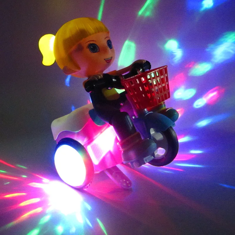 Pedal Tricycle Toy Music Stunt Cool Car with 360 Degree Rota