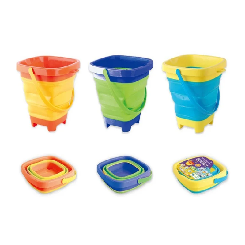 

Portable Beach Bucket Sand Toy Foldable Collapsible Multi Purpose Plastic Pail
