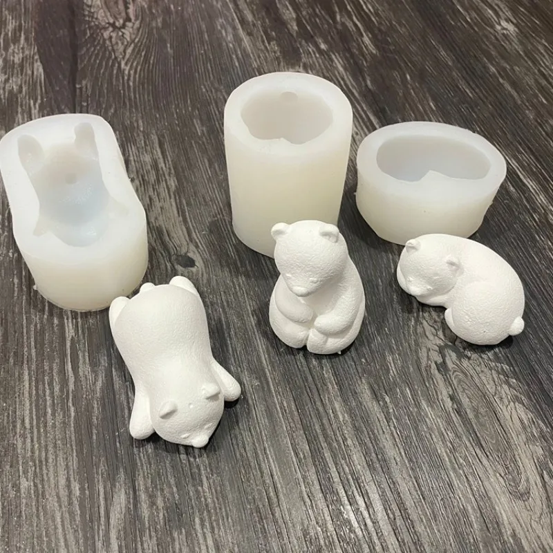 

3D Polar Bear Shape Silicone Mold Kitchen Cake Baking Tool Chocolate Resin Mold Soft Pottery Clay Decorative Gypsum Candle Mould