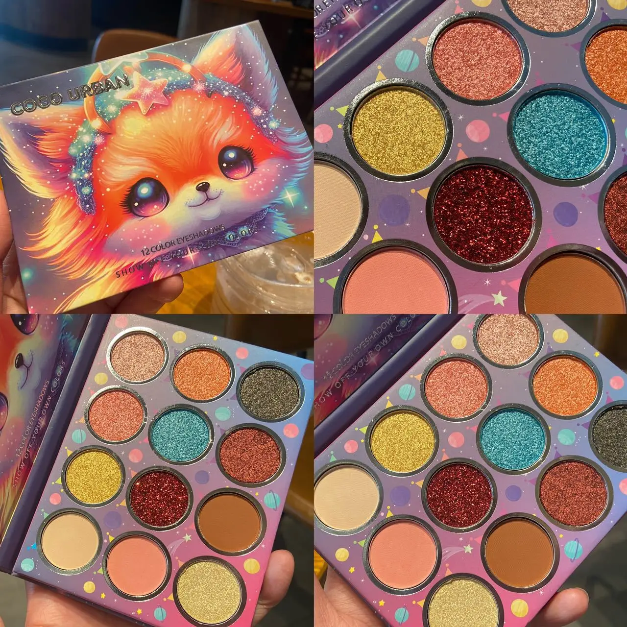 Тени для век с мультяшными животными, 12 цветов