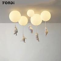 2022 new modern creative polar bear ceiling chandelier childrens lamp bedroom living room theme hotel glossy home decoration