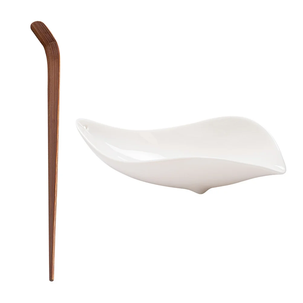 

2Pcs Ceramic Tea-leaf Holder with Scoop Tea Drinking Accessories Tea Set Parts
