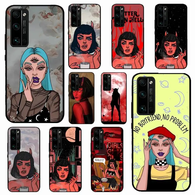 

Fashion Devil Girl Fundas Phone Case for Huawei Honor 10 i 8X C 5A 20 9 10 30 lite pro Voew 10 20 V30