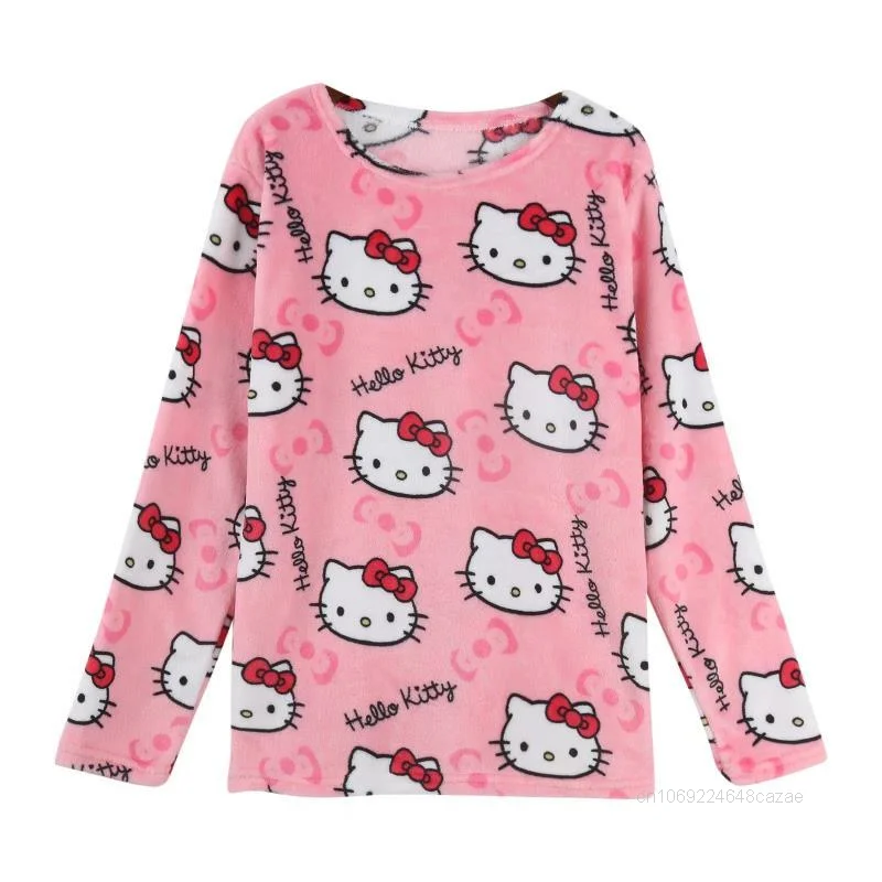 Sanrio Hello Kitty женские осенне-зимние пижамы утолщенные фланелевые новые домашние