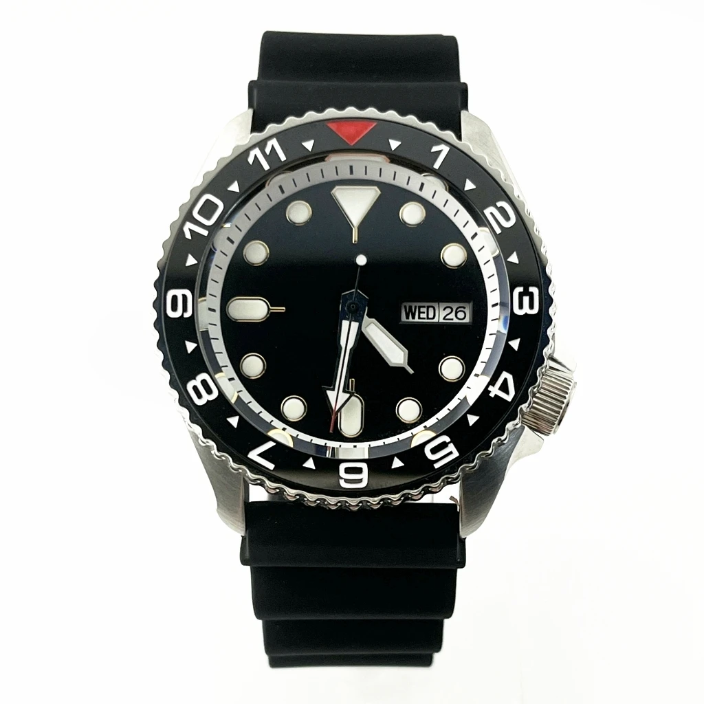 

Новинка, 42 мм автоматические мужские часы, Серебряная Фотография, Керамическая рамка, зеленые светящиеся механические наручные часы с автоматической датой на английском/китайском языках